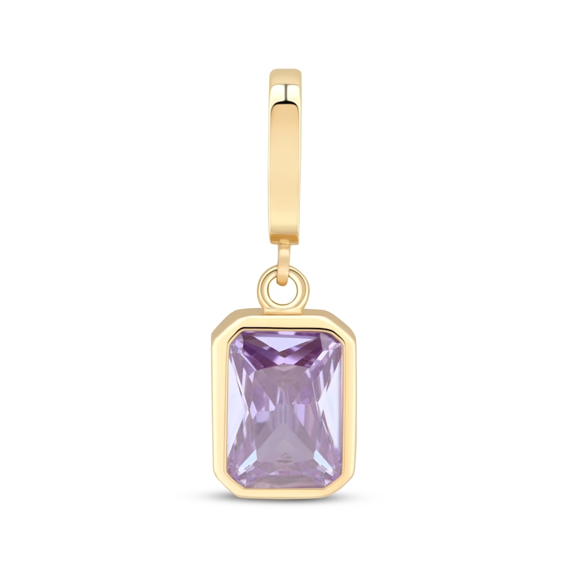 Main Image 1 of Charmed Memories Emerald-Cut Lavender Cubic Zirconia Charm 10K Yellow Gold