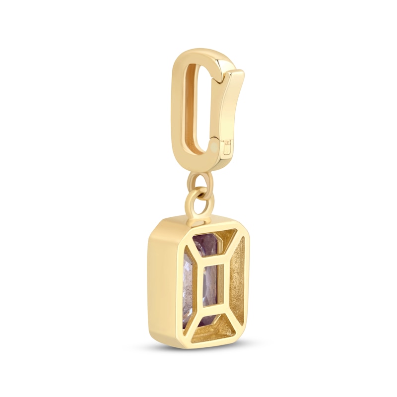 Main Image 2 of Charmed Memories Emerald-Cut Lavender Cubic Zirconia Charm 10K Yellow Gold