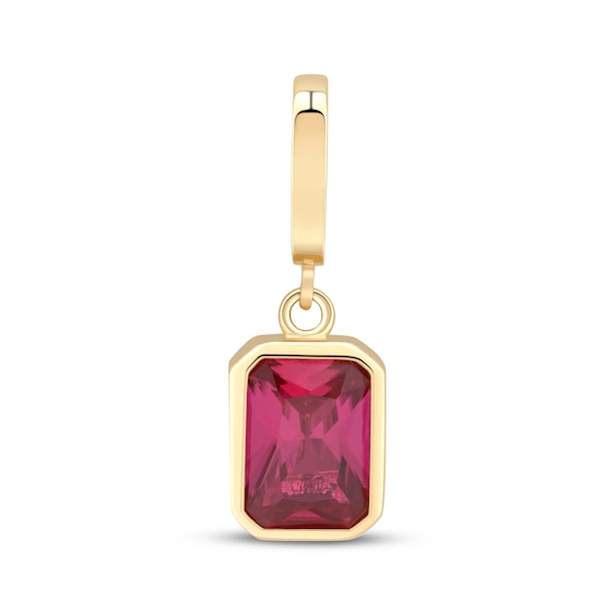 Charmed Memories Emerald-Cut Lab-Created Ruby Charm 10K Yellow Gold