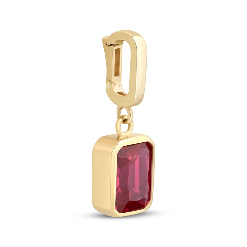 Main Image 2 of Charmed Memories Emerald-Cut Lab-Created Ruby Charm 10K Yellow Gold