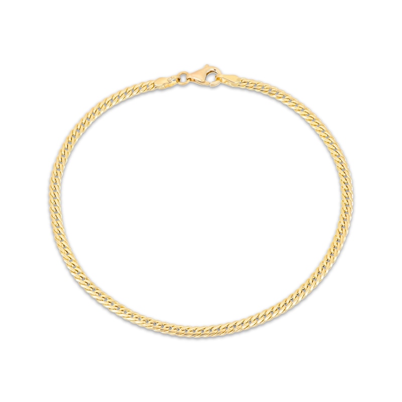 Main Image 1 of 2.5mm Curb Chain Bracelet Hollow 10K Yellow Gold 7.5"