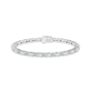 Thumbnail Image 1 of Oval-Cut Lab-Created Opal & White Lab-Created Sapphire Link Bracelet Sterling Silver 7.25"