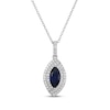 Thumbnail Image 1 of Marquise-Cut Blue Lab-Created Sapphire & White Lab-Created Sapphire Double Halo Necklace Sterling Silver 18"