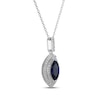 Thumbnail Image 2 of Marquise-Cut Blue Lab-Created Sapphire & White Lab-Created Sapphire Double Halo Necklace Sterling Silver 18"