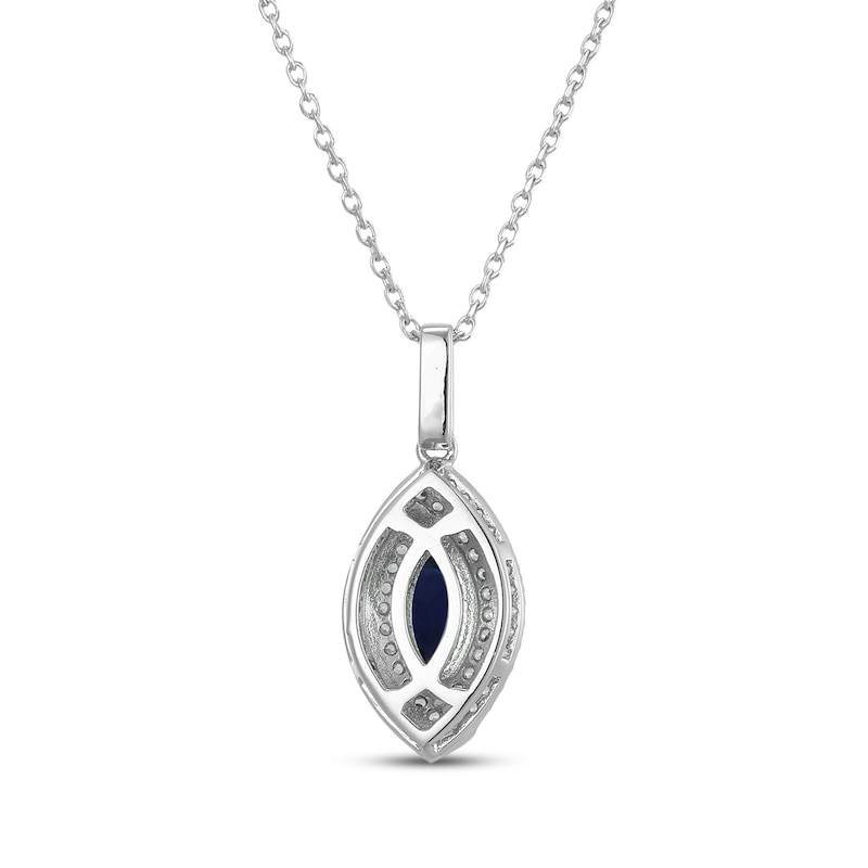 Main Image 3 of Marquise-Cut Blue Lab-Created Sapphire & White Lab-Created Sapphire Double Halo Necklace Sterling Silver 18"