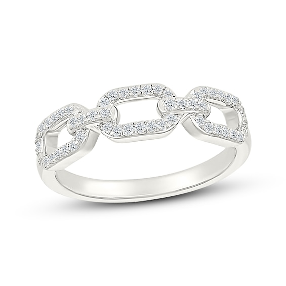 Diamond Chain Link Ring 1/4 ct tw Sterling Silver