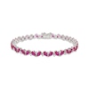 Thumbnail Image 1 of Pear-Shaped Lab-Created Ruby & White Lab-Created Sapphire Bracelet 7.25"