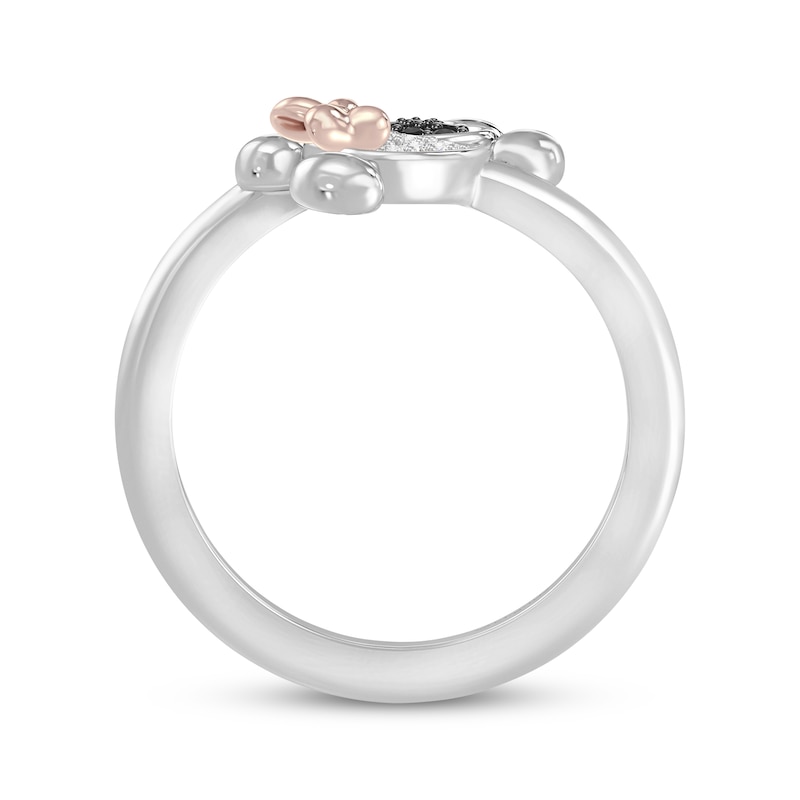 Main Image 3 of Disney Treasures Black & White Diamond Minnie & Mickey Mouse Bypass Ring 1/6 ct tw Sterling Silver & 14K Rose Gold Plate