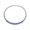Thumbnail Image 2 of Oval-Cut Blue Lab-Created Sapphire Graduated Line Necklace Sterling Silver 18"