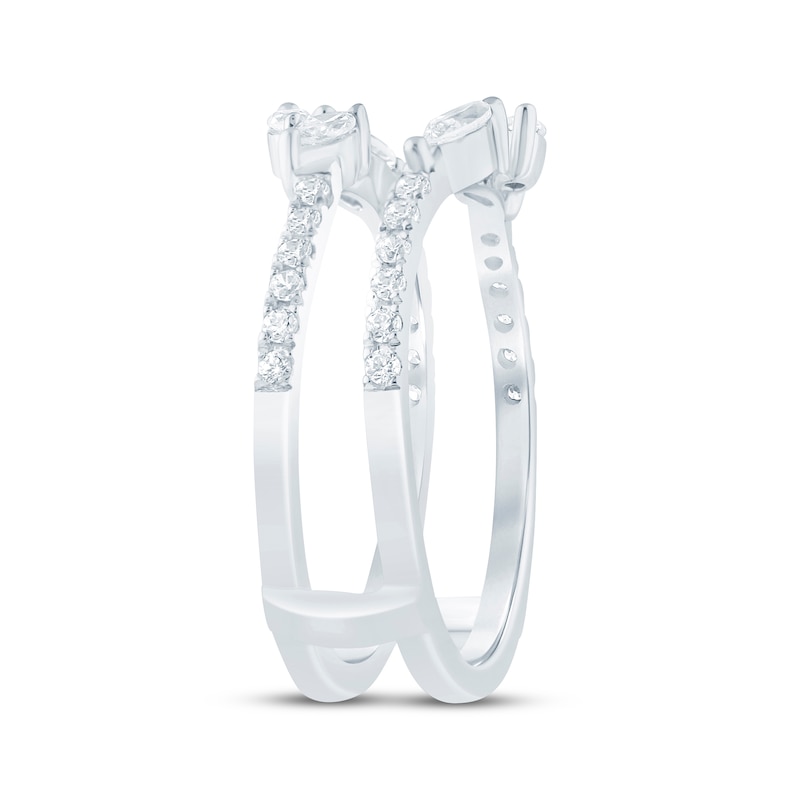 Main Image 2 of Now + Forever Lab-Grown Diamonds Marquise & Round-Cut Enhancer Ring 1/2 ct tw 14K White Gold