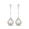 Thumbnail Image 2 of Cultured Pearl & White Lab-Created Sapphire Drop Earrings Sterling Silver