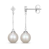 Thumbnail Image 3 of Cultured Pearl & White Lab-Created Sapphire Drop Earrings Sterling Silver