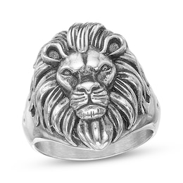 Men's Lion Head Ring Stainless Steel & Gray Ion Plating