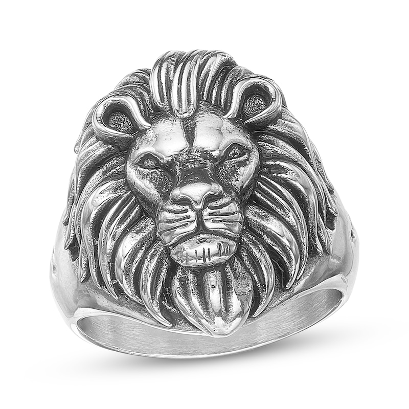 Main Image 1 of Men's Lion Head Ring Stainless Steel & Gray Ion Plating
