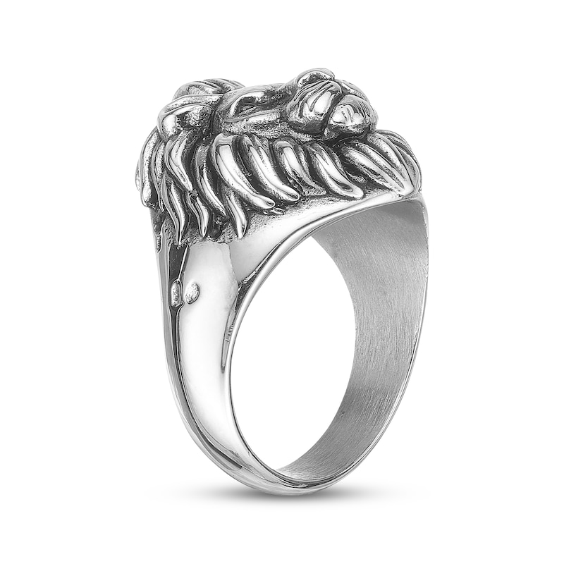 Main Image 2 of Men's Lion Head Ring Stainless Steel & Gray Ion Plating