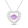 Thumbnail Image 1 of Pink Lab-Created Sapphire & White Lab-Created Sapphire Heart Necklace Sterling Silver 18"