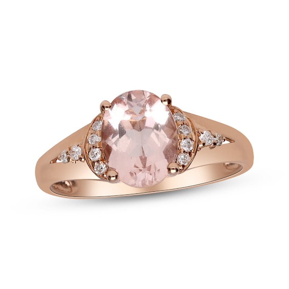 Oval-Cut Morganite & Diamond Ring 1/10 ct tw 10K Rose Gold