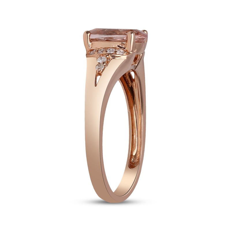 Main Image 2 of Oval-Cut Morganite & Diamond Ring 1/10 ct tw 10K Rose Gold