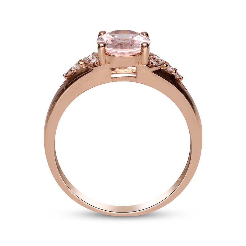 Main Image 3 of Oval-Cut Morganite & Diamond Ring 1/10 ct tw 10K Rose Gold