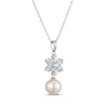 Thumbnail Image 2 of Cultured Pearl, Swiss Blue Topaz & White Lab-Created Sapphire Snowflake Necklace Sterling Silver 18"