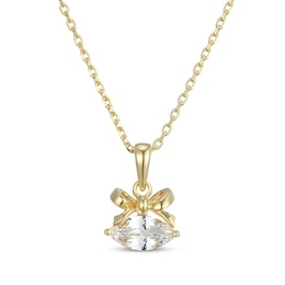 STUDIO BY KAY Marquise-Cut White Lab-Created Sapphire Bow Necklace 24K Yellow Gold Vermeil Sterling Silver 18"