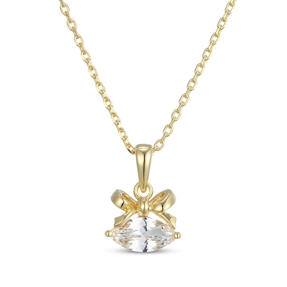STUDIO BY KAY Marquise-Cut White Lab-Created Sapphire Bow Necklace 24K Yellow Gold Vermeil Sterling Silver 18"
