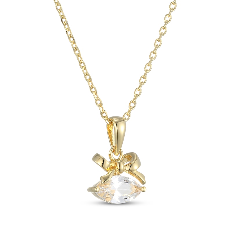 Main Image 2 of STUDIO BY KAY Marquise-Cut White Lab-Created Sapphire Bow Necklace 24K Yellow Gold Vermeil Sterling Silver 18"