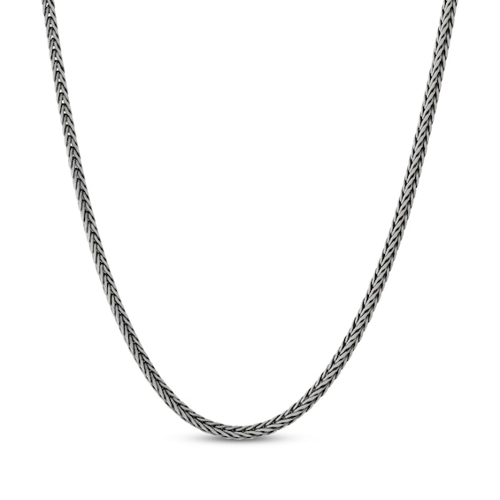 3.7mm Foxtail Chain Necklace Diamond-Cut Gray-Plated Solid Sterling Silver 22"