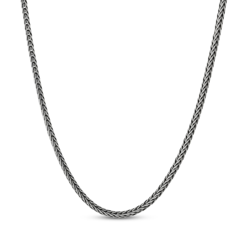 Main Image 1 of 3.7mm Foxtail Chain Necklace Diamond-Cut Gray-Plated Solid Sterling Silver 22"