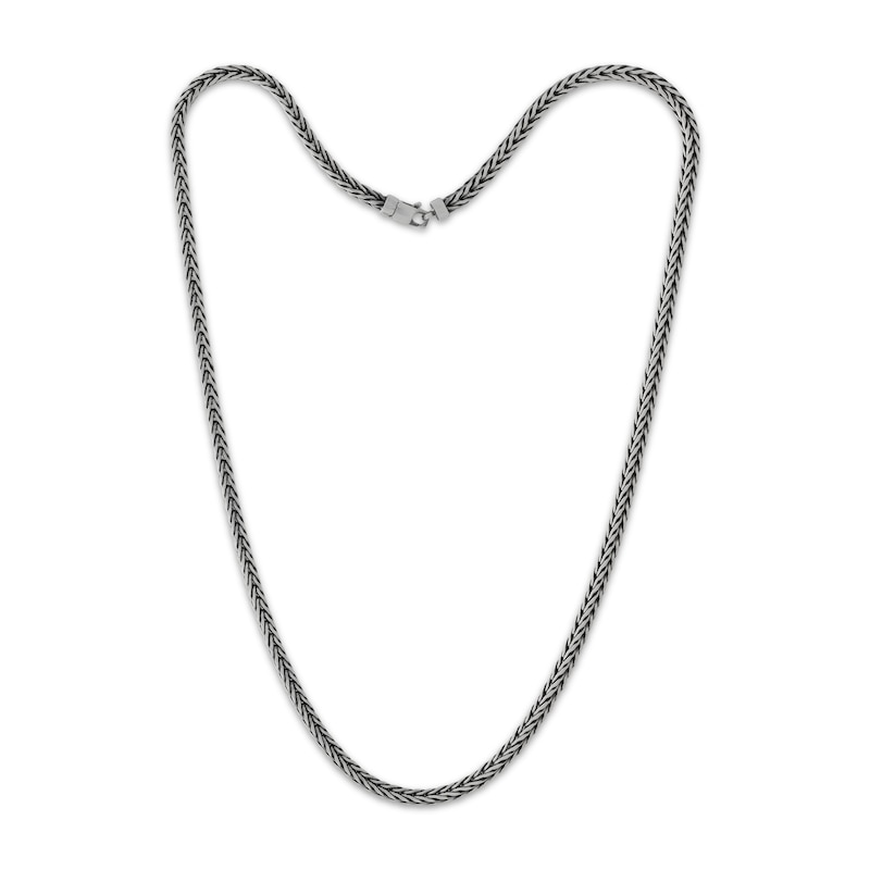Main Image 2 of 3.7mm Foxtail Chain Necklace Diamond-Cut Gray-Plated Solid Sterling Silver 22"