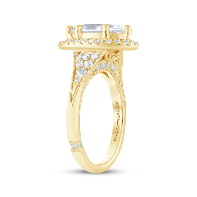 Main Image 2 of Monique Lhuillier Bliss Marquise-Cut Lab-Grown Diamond Halo Engagement Ring 2 ct tw 18K Yellow Gold