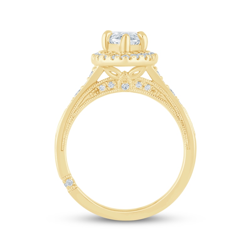 Main Image 3 of Monique Lhuillier Bliss Marquise-Cut Lab-Grown Diamond Halo Engagement Ring 2 ct tw 18K Yellow Gold