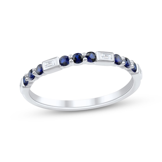Now + Forever Blue Sapphire & Diamond Anniversary Ring 1/20 ct tw 10K White Gold