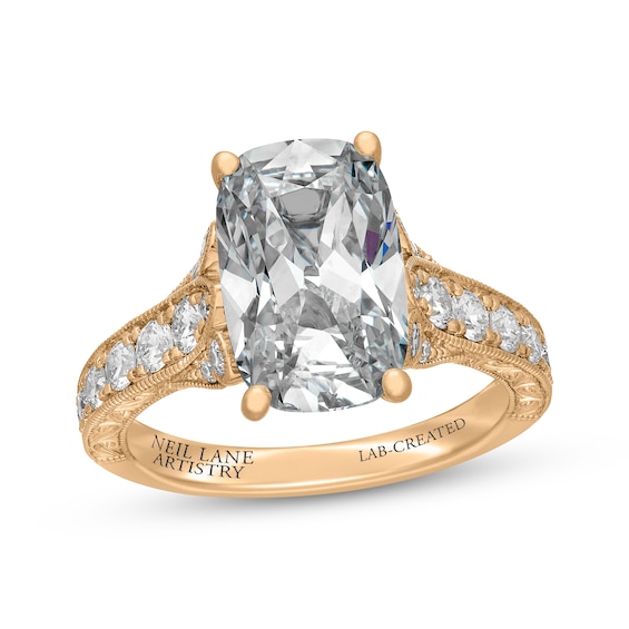 Neil Lane Artistry Heritage Cushion-Cut Lab-Grown Diamond Engagement Ring 4-3/4 ct tw 18K Yellow Gold