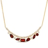 Thumbnail Image 1 of Le Vian Multi-Shape Garnet Curved Bar Necklace 1/2 ct tw Diamonds 14K Honey Gold 19"