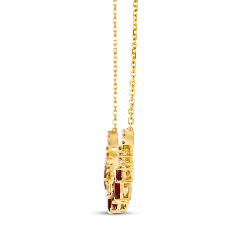 Main Image 2 of Le Vian Multi-Shape Garnet Curved Bar Necklace 1/2 ct tw Diamonds 14K Honey Gold 19"