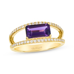 Le Vian Baguette-Cut Amethyst Ring 1/4 ct tw Diamonds 14K Honey Gold