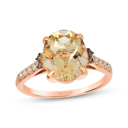 Le Vian Oval-Cut Caramel Quartz Ring 1/5 ct tw Diamonds 14K Strawberry Gold