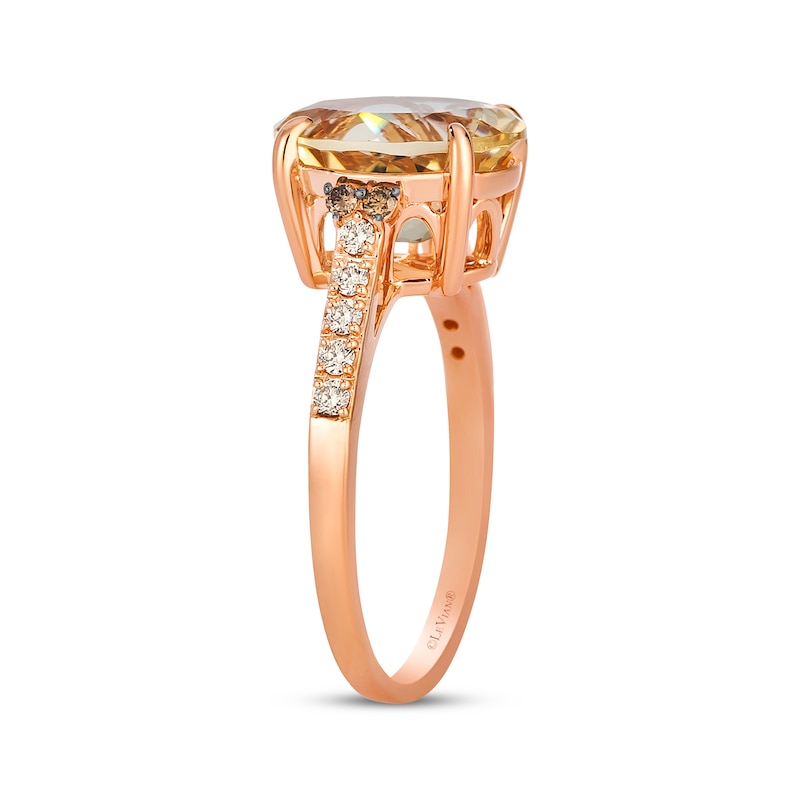 Main Image 2 of Le Vian Oval-Cut Caramel Quartz Ring 1/5 ct tw Diamonds 14K Strawberry Gold