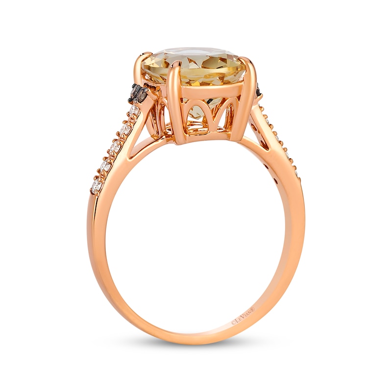 Main Image 3 of Le Vian Oval-Cut Caramel Quartz Ring 1/5 ct tw Diamonds 14K Strawberry Gold