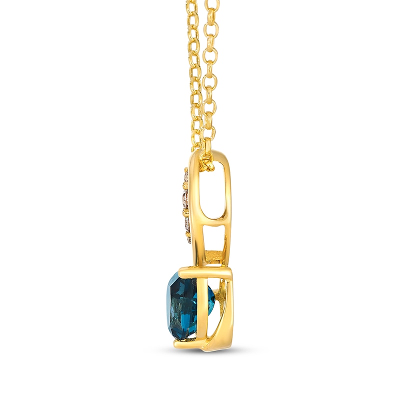 Main Image 2 of Le Vian Pear-Shaped Blue Topaz Wave Necklace 1/15 ct tw Diamonds 14K Honey Gold 19"