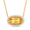 Thumbnail Image 1 of Le Vian Oval-Cut Natural Citrine East-West Halo Necklace 1/10 ct tw Diamonds 14K Honey Gold 19"