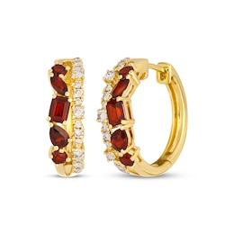 Le Vian Multi-Shape Garnet Hoop Earrings 1/3 ct tw Diamonds 14K Honey Gold
