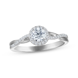 KAY Signature Collection Diamond Halo Engagement Ring 1/2 ct tw 14K White Gold