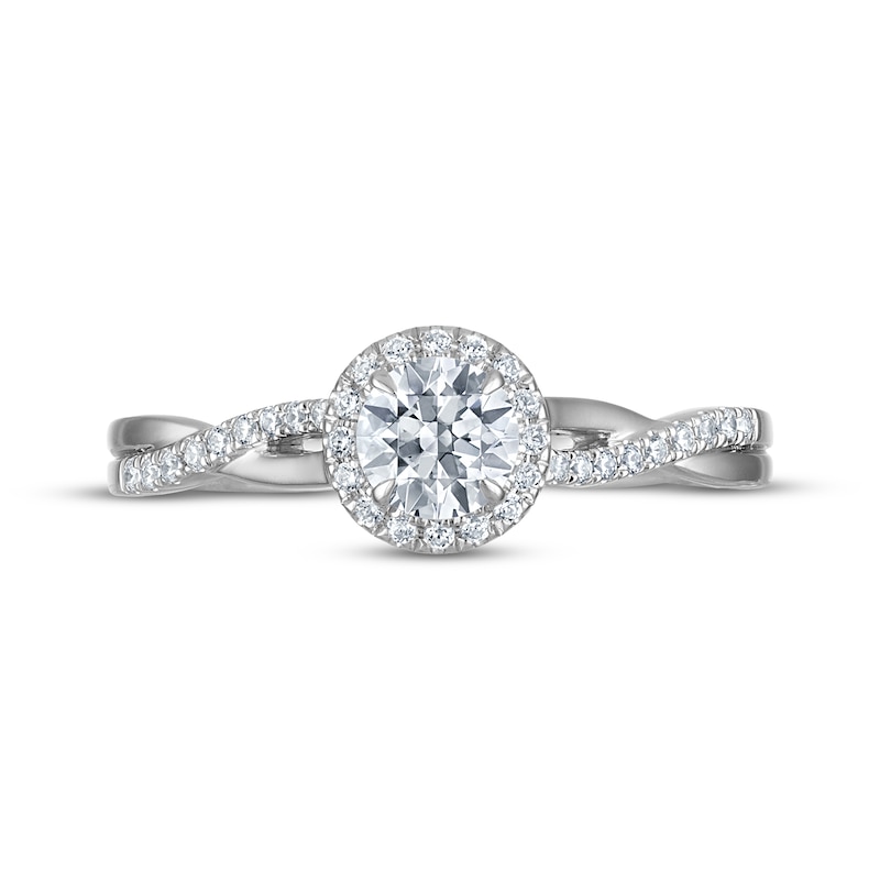 Main Image 3 of KAY Signature Collection Diamond Halo Engagement Ring 1/2 ct tw 14K White Gold