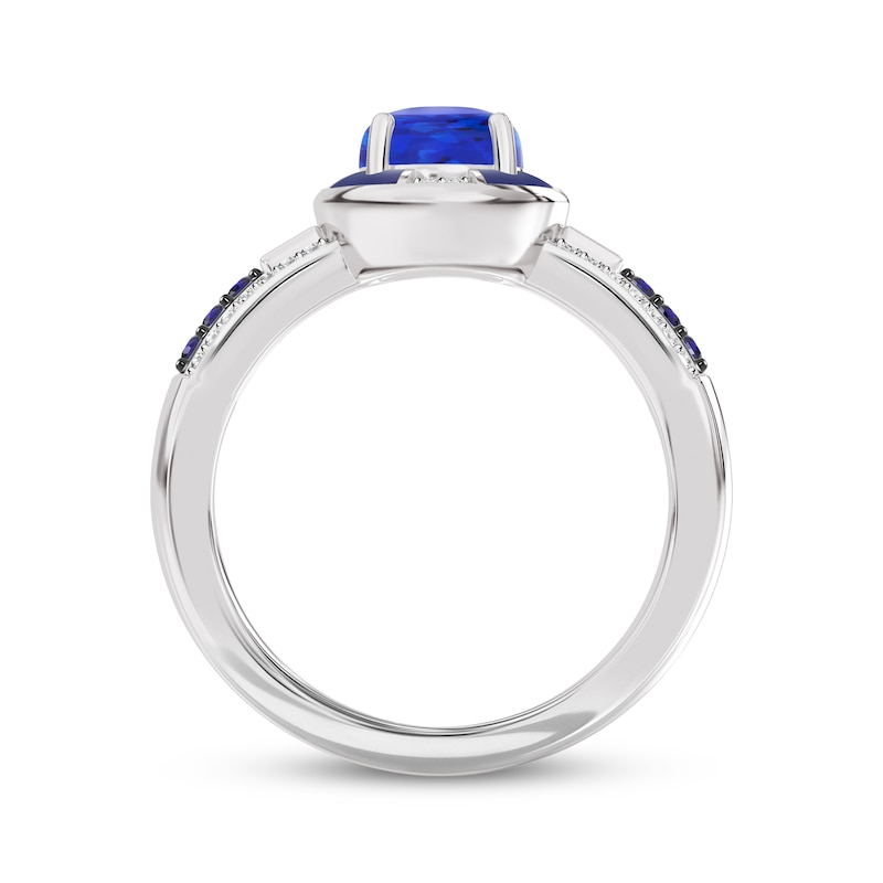 Main Image 2 of Star Wars R2-D2 Blue-Green Lab-Created Opal, Blue Lab-Created Sapphire, Garnet & Diamond Ring 1/10 ct tw Sterling Silver