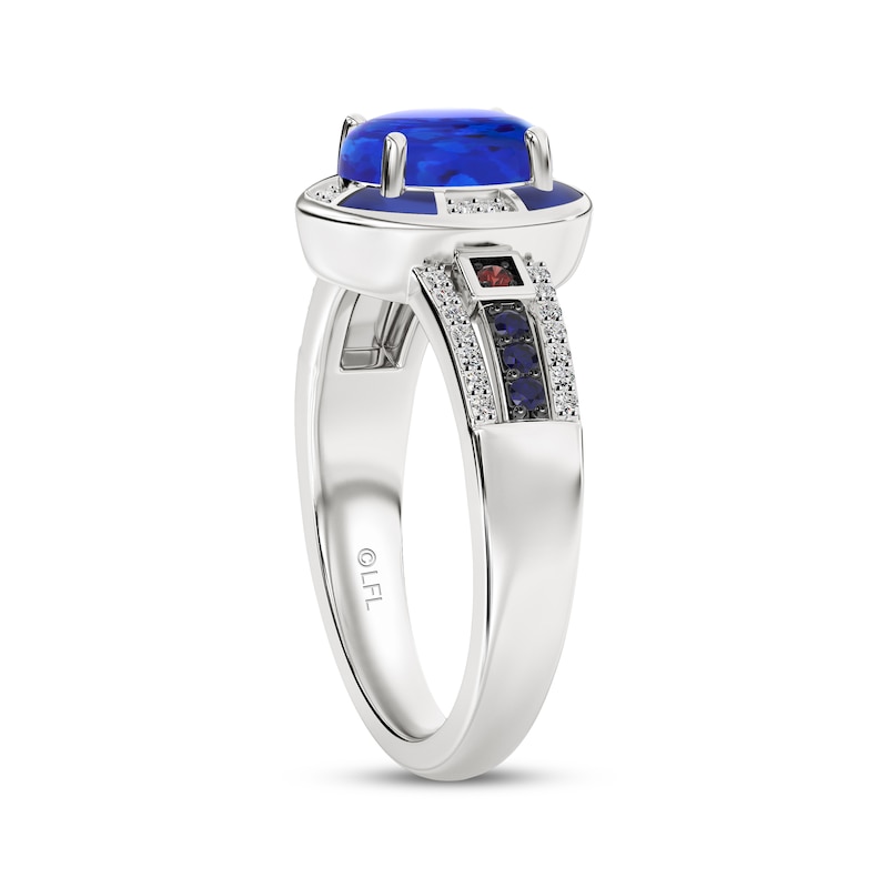 Main Image 3 of Star Wars R2-D2 Blue-Green Lab-Created Opal, Blue Lab-Created Sapphire, Garnet & Diamond Ring 1/10 ct tw Sterling Silver