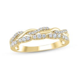 Now + Forever Diamond Two-Row Twist Anniversary Ring 1/4 ct tw 10K Yellow Gold
