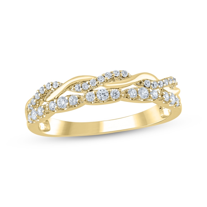 Main Image 1 of Now + Forever Diamond Two-Row Twist Anniversary Ring 1/4 ct tw 10K Yellow Gold