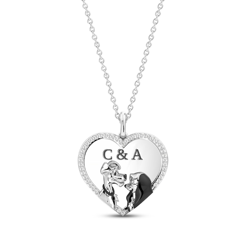 Main Image 1 of Disney Treasures Lady & the Tramp Diamond Heart Necklace 1/8 ct tw Sterling Silver 17”